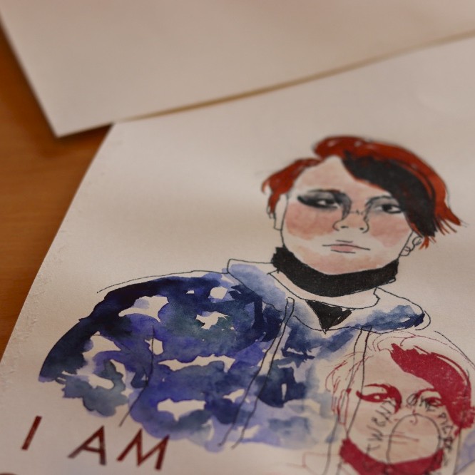 Aquarell Gemälde einer Person