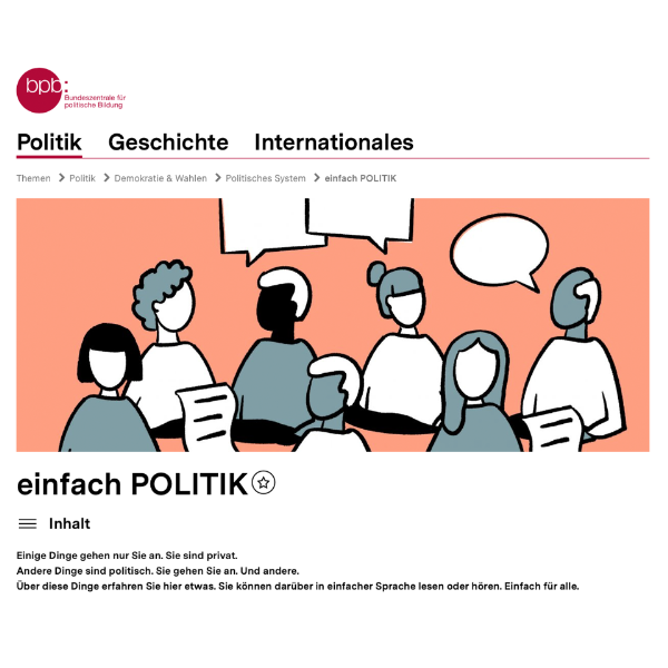 Screenshot der Website einfach POLITIK