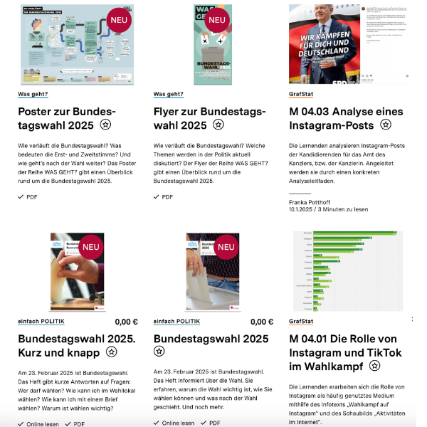 Screenshot der Website "Demokratie und Wahlen" für die Sekundarstufe 1