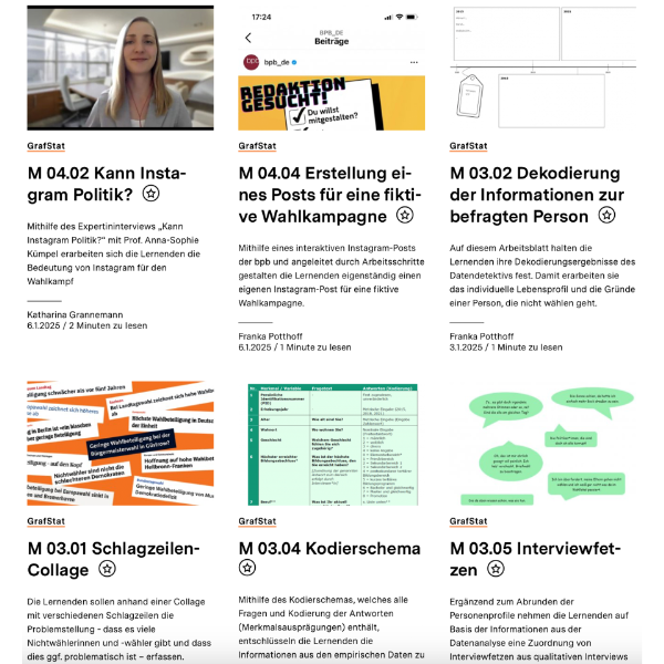 Screenshot der Website "Demokratie und Wahlen" für die Sekundarstufe 2